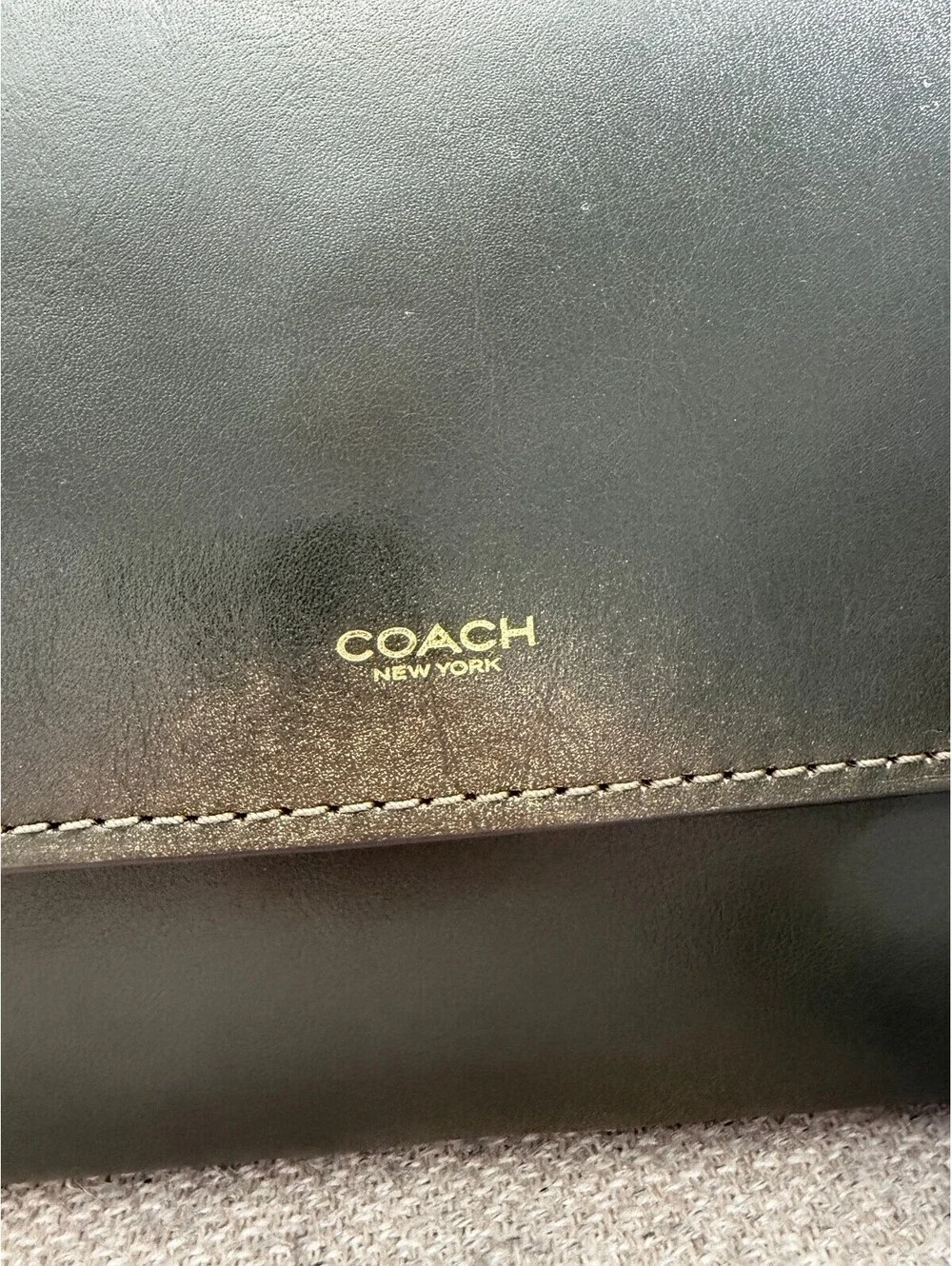 NWT Coach Loved Leather Slouchy Rogue Top Handle Satchel Dark Olive Green
